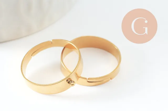 Gingerlily support bague réglable laiton doré 18mm anneau 3mm