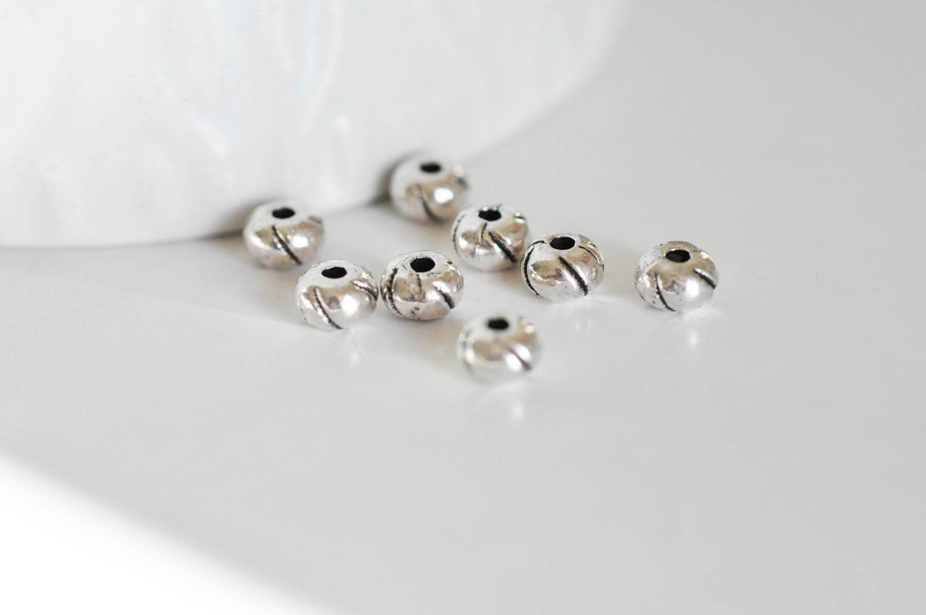 Gingerlily Perles Intercalaires argent gravé 5,5mm x10