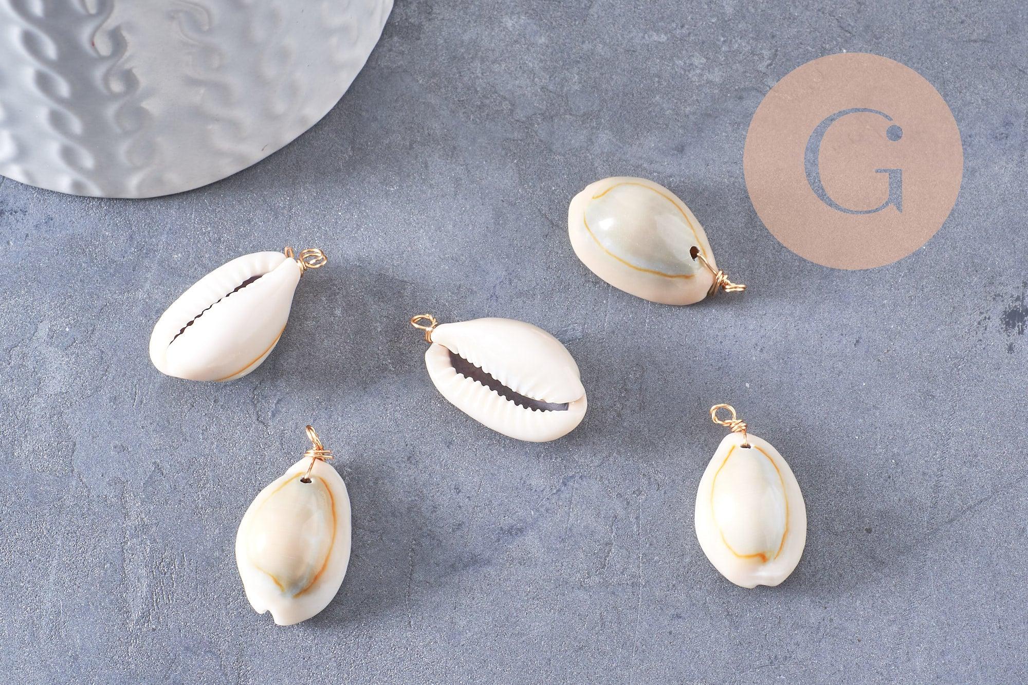 Gingerlily Pendentifs DIY G10319 cauri beige 24-32mm x2