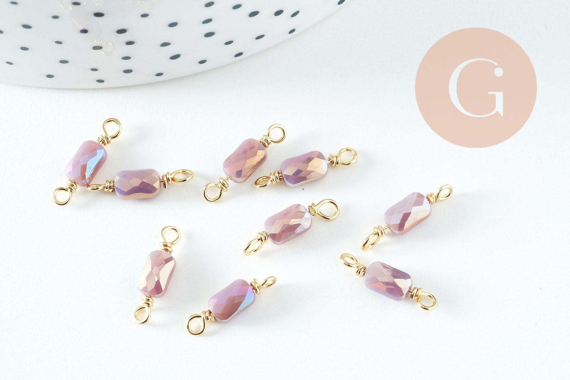 Gingerlily Connecteur verre violet irisé 15,5mm lot 5