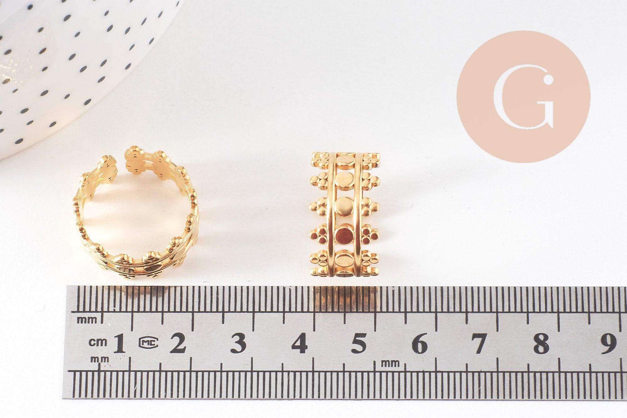 Gingerlily Bague réglable acier doré dentelle T54 x1