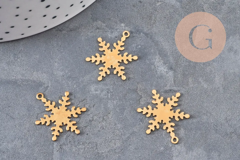 Gingerlily G11036 pendentif flocon neige laiton brut 21mm x2