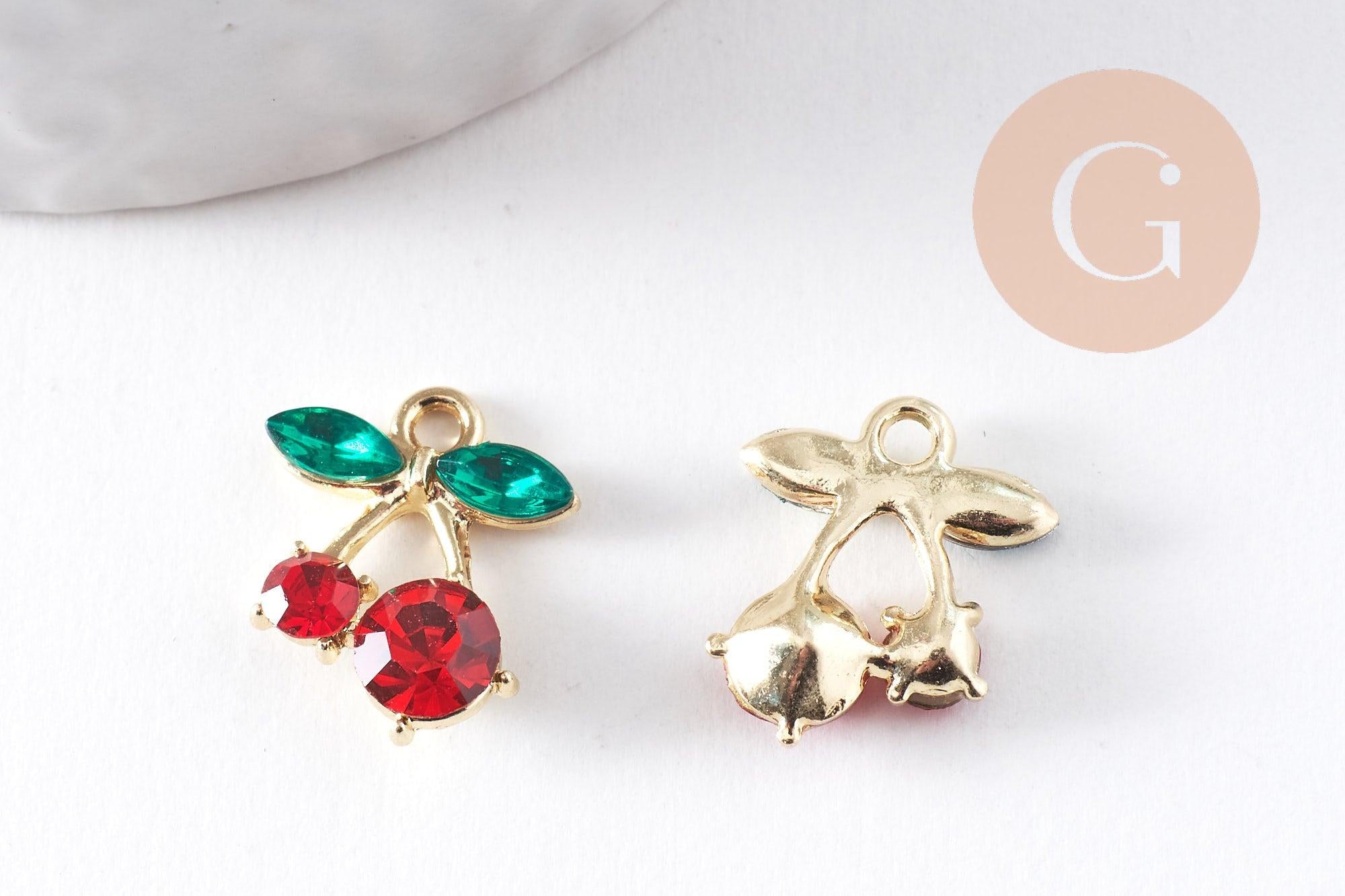 Gingerlily G10391 breloque cerise zircons doré x2