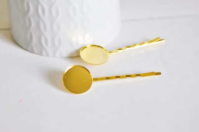 Gingerlily Perles G361 support barrette doré cabochon 18mm x5