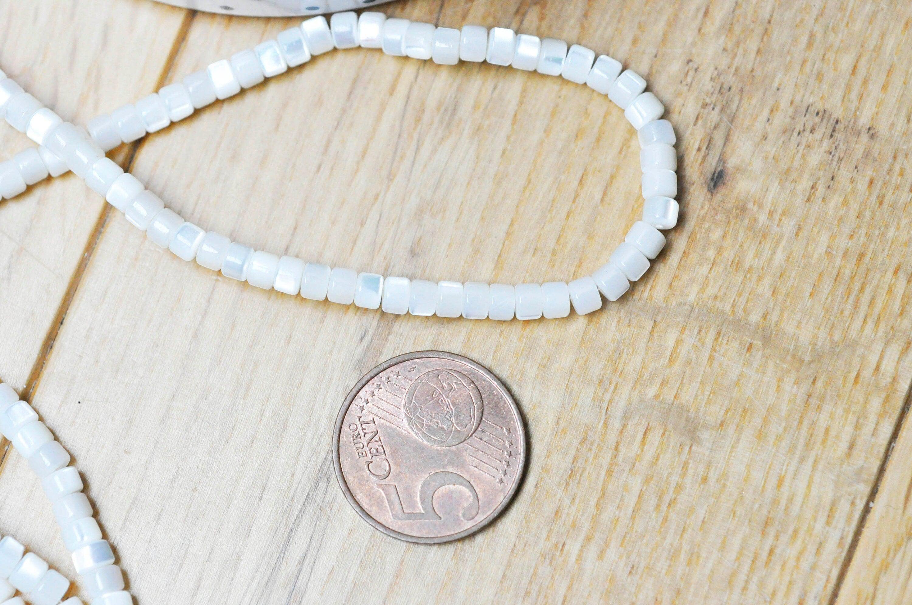 Gingerlily Perles G4139 perles heishi nacre blanche 65 perles
