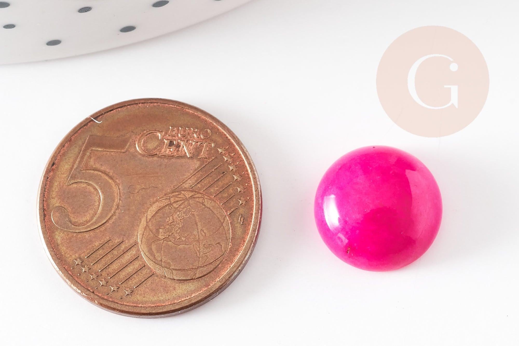 Gingerlily Perles Cabochon jade rose fuchsia rond 12 mm x1