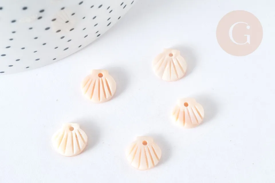 Gingerlily G7356 pendentif coquillage nacre blanche 10mm