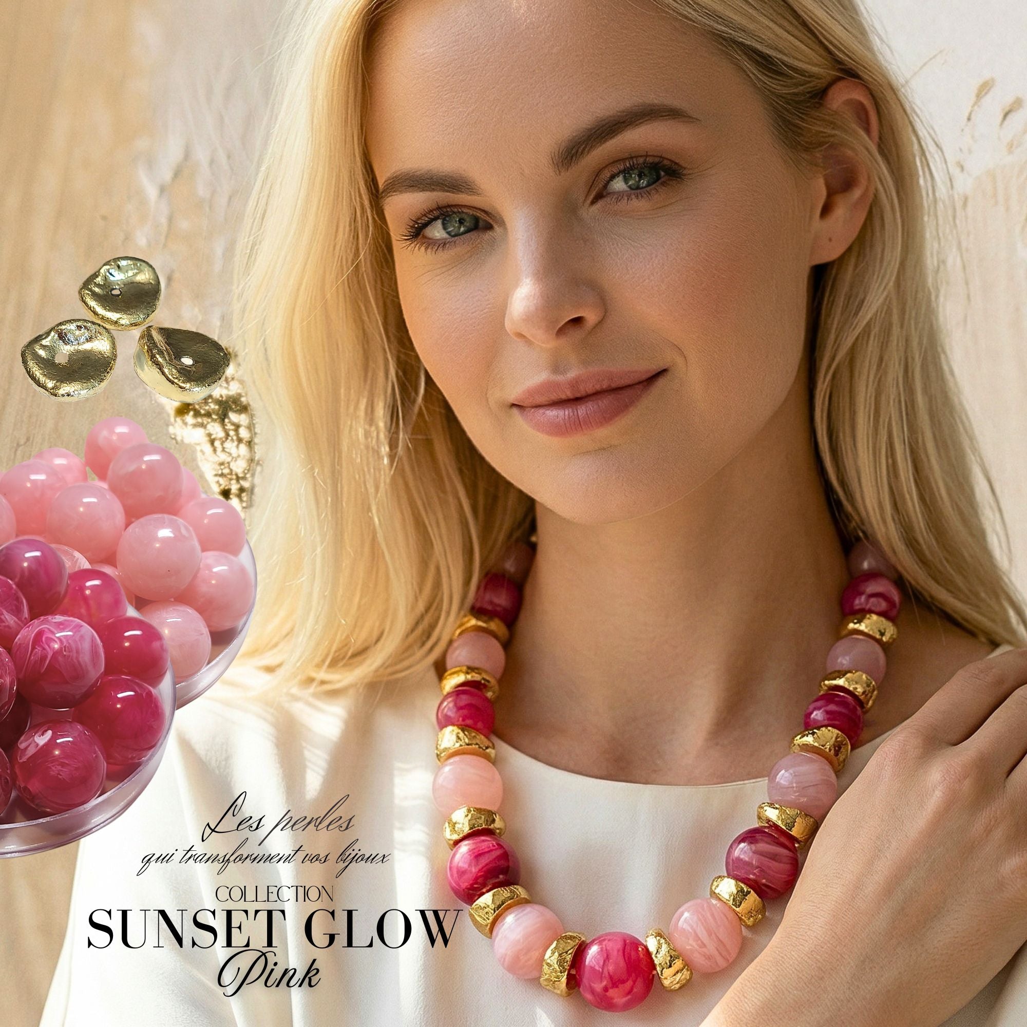 ARTSHOP Sunset Glow kit collier pink marbré 48cm