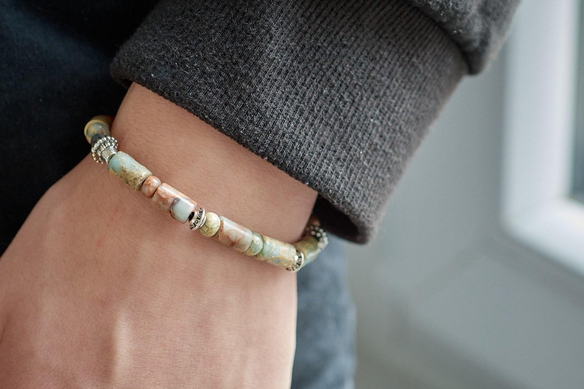 Gingerlily Kits bracelet homme jaspe marin 1 kit
