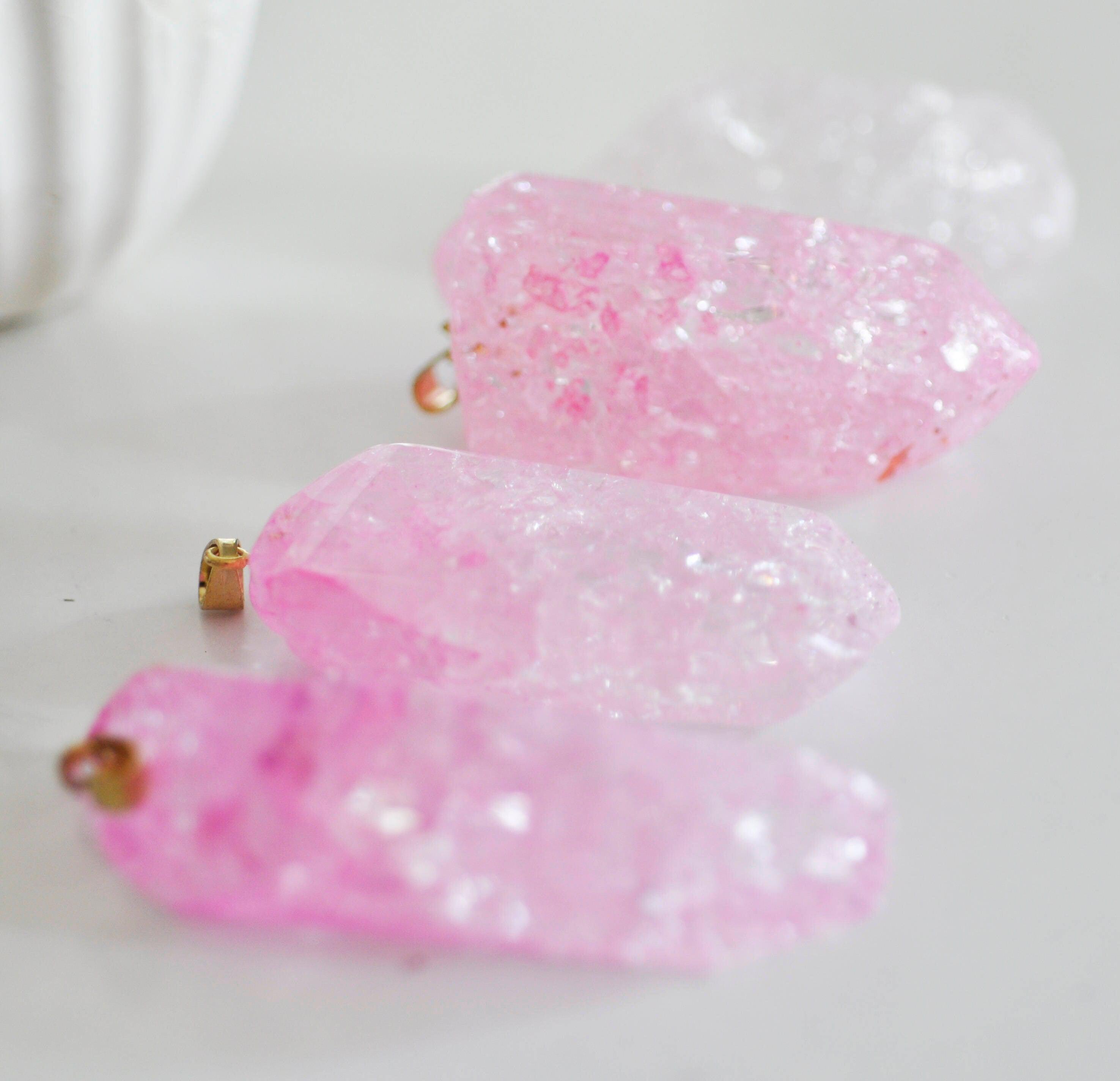 Gingerlily Pendentif pendentif cristal rose doré x1