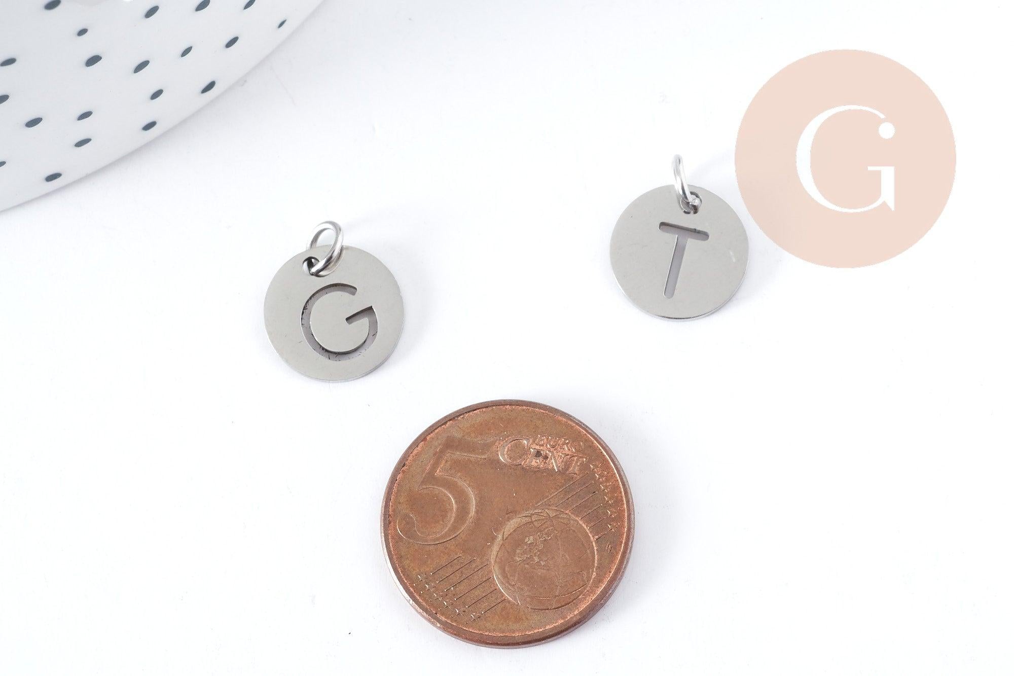 Gingerlily Pendentifs DIY G8969 lettre initiale acier 12mm platine