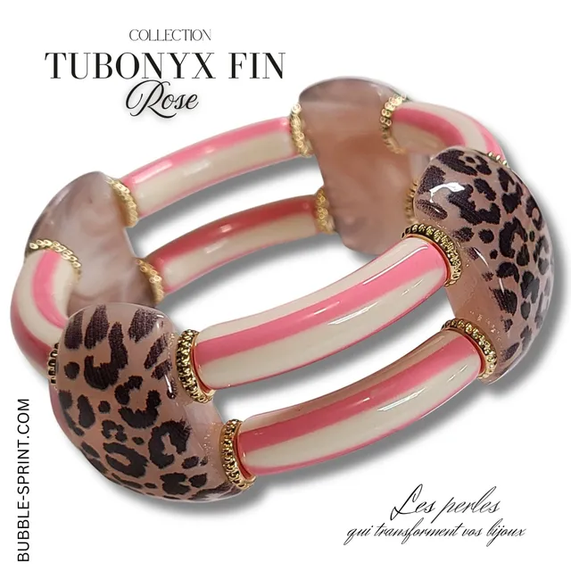 Artshop Tubonyx Fin bracelet rose monté 6 cm