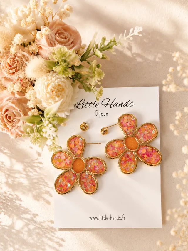 Little Hands Bijoux Flower boucles d'oreilles Sunset Glow fleur