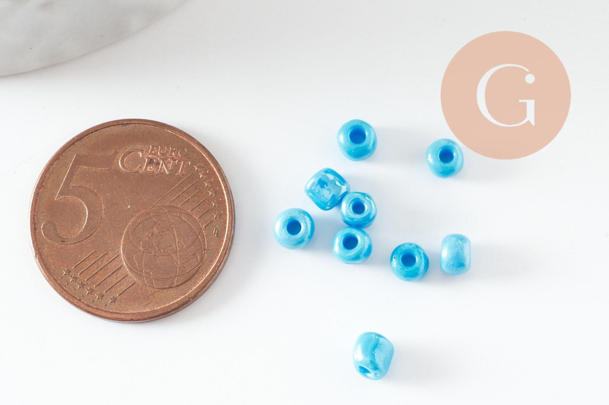 Gingerlily G9630 grosses perles rocaille bleu nacré 4mm
