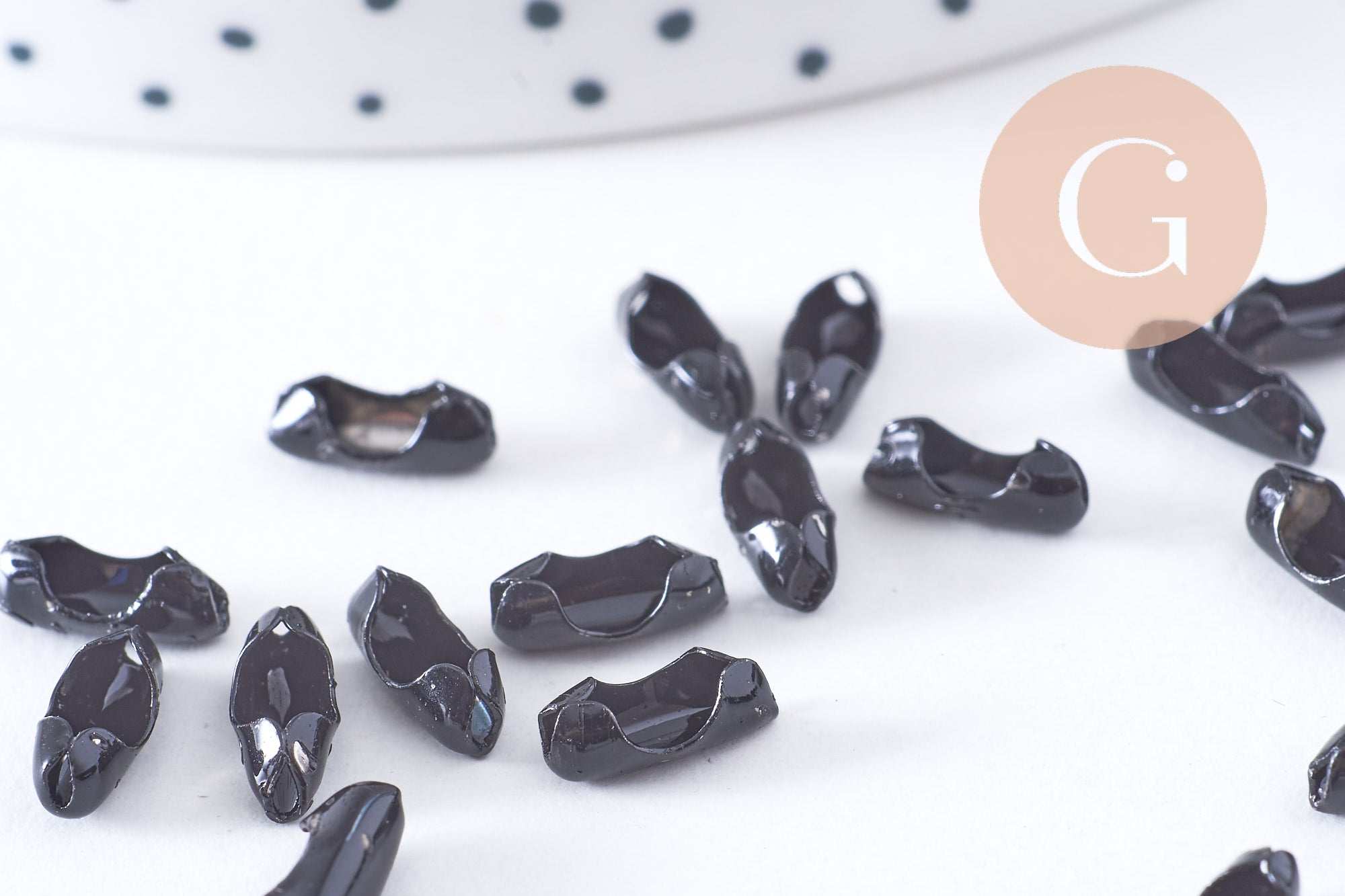 Gingerlily Apprêts DIY Connecteur chaîne boule noir x10 G1407