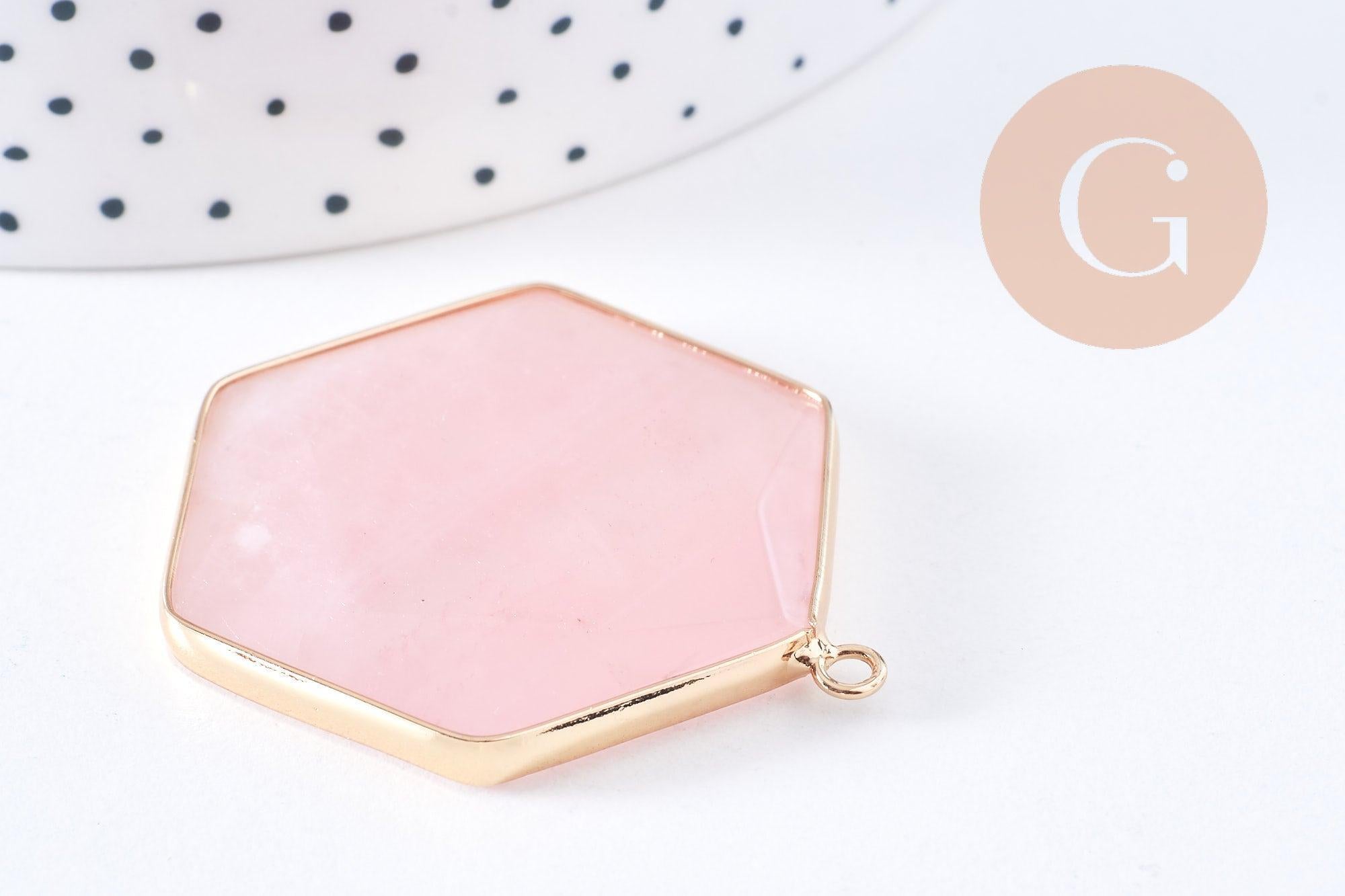 Gingerlily Pendentif DIY G2718 quartz rose hexagone 45mm