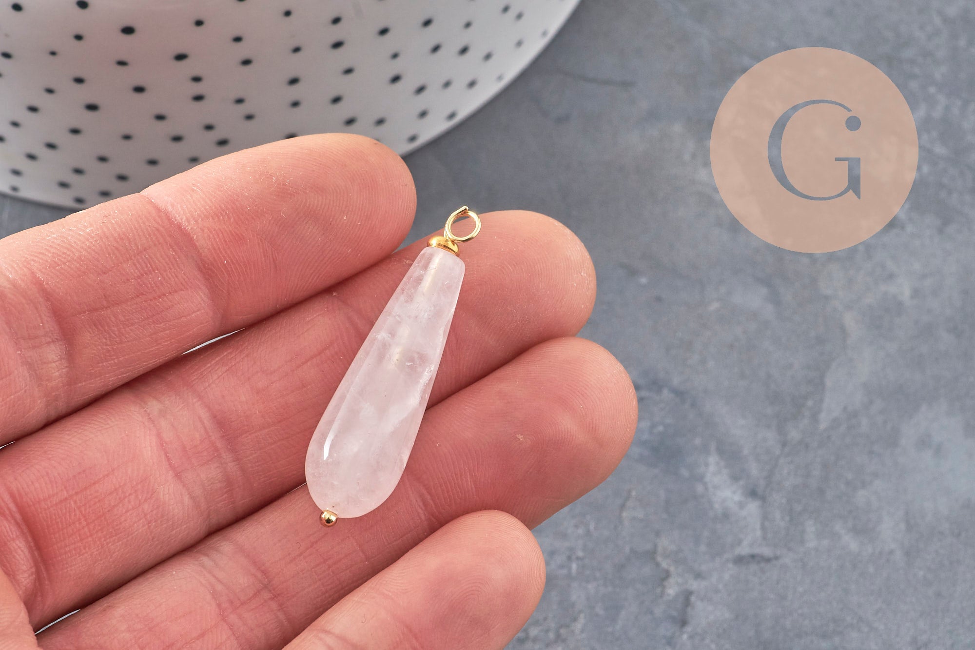 Gingerlily Pendentifs G11052 pendentif goutte quartz rose 38mm