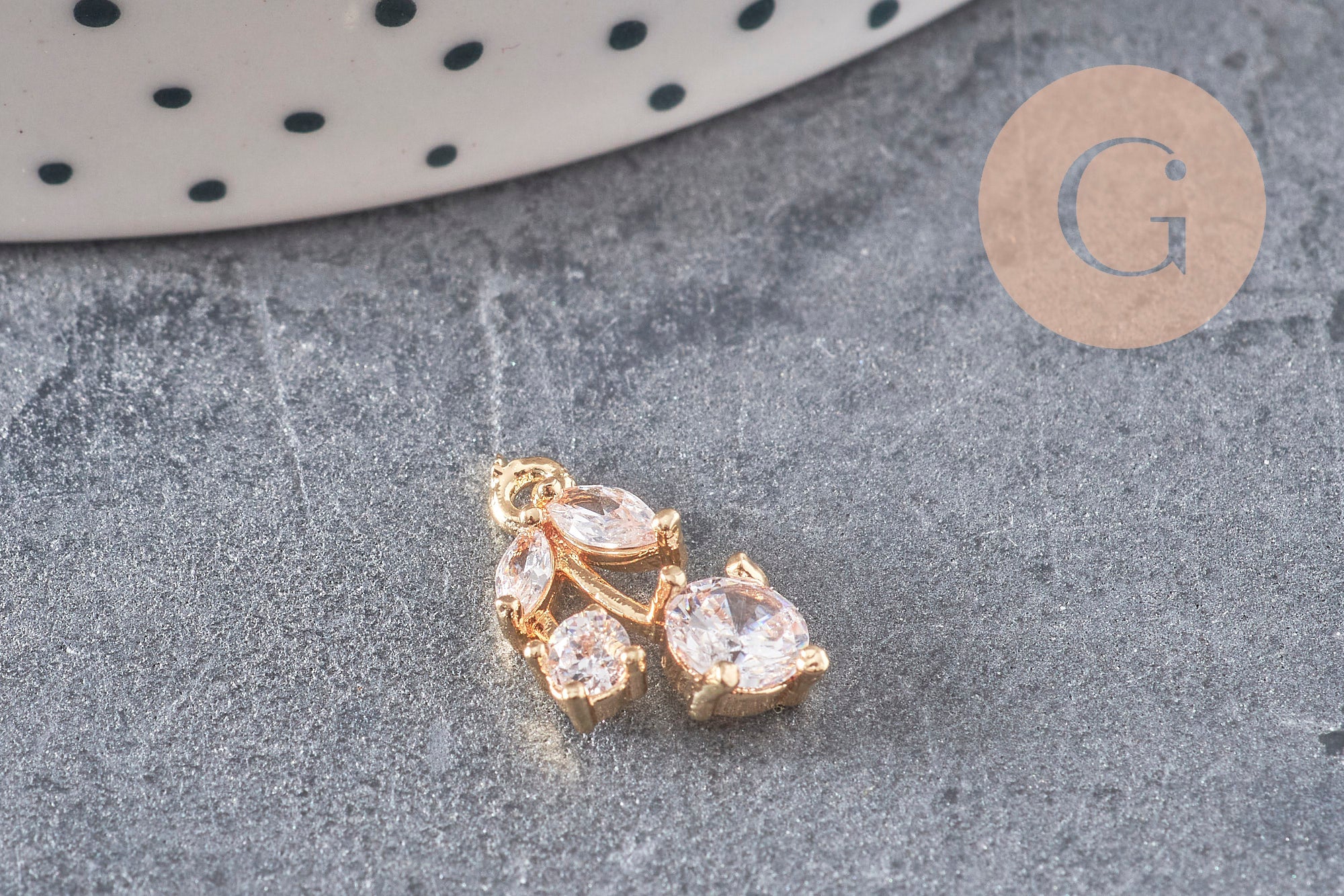 Gingerlily Pendentifs cerise G7567 doré zircon 14mm