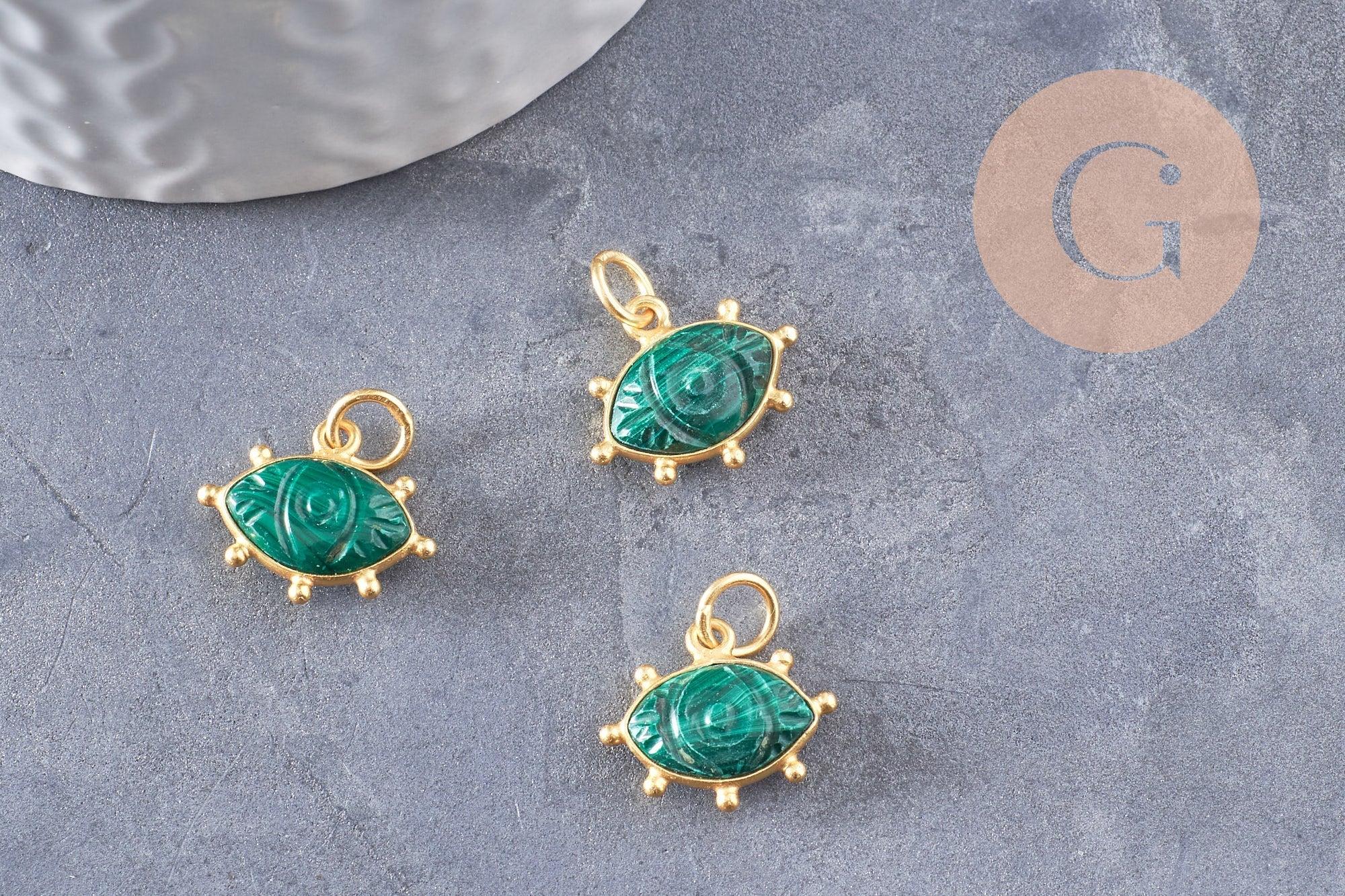 Gingerlily Pendentifs Oeil G9865 pendentif malachite 15mm doré