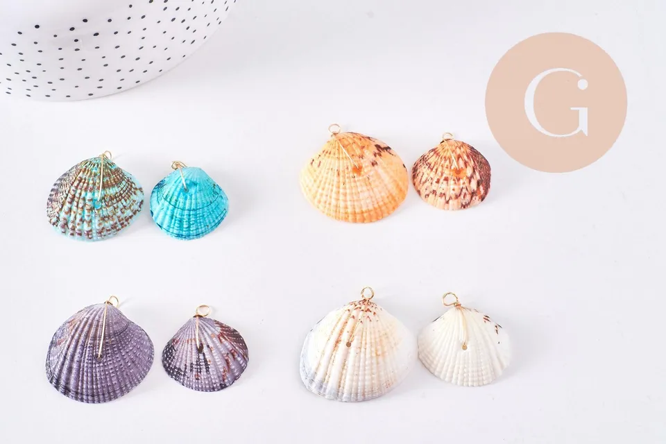 Gingerlily G10707 pendentif coquillage blanc fil cuivre 27-36 mm