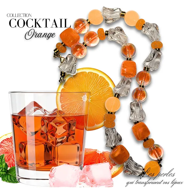 ARTSHOP Prêts-à-porter collier COCKTAIL orange kit 52 cm
