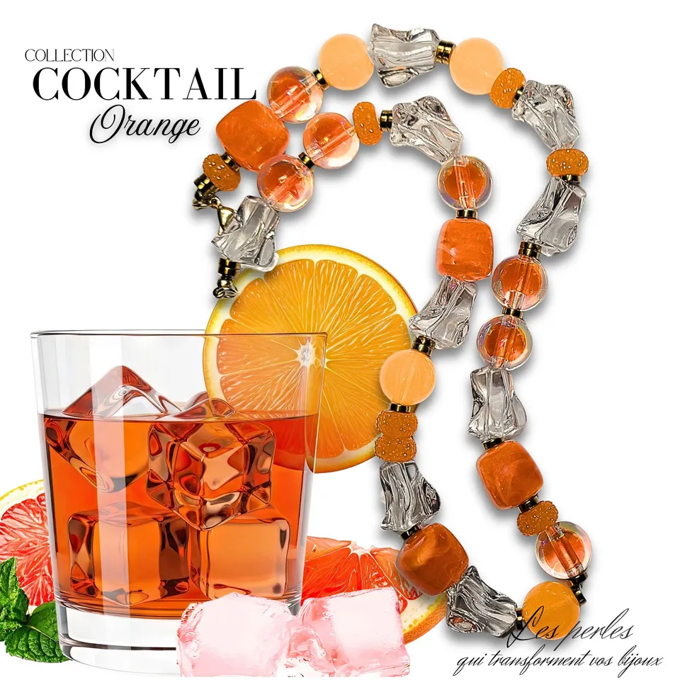 ARTSHOP Prêts-à-porter collier COCKTAIL orange kit 52 cm