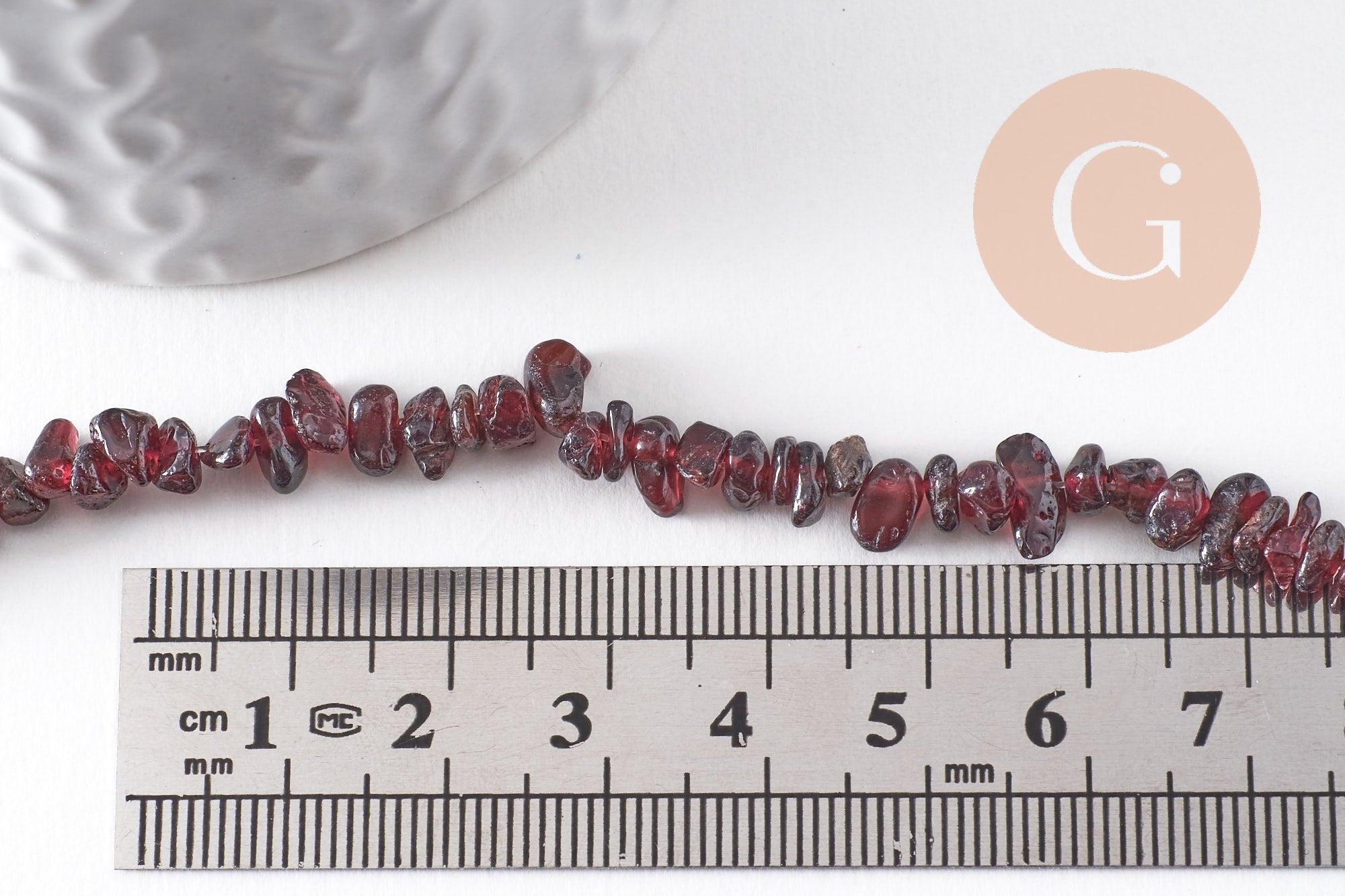 Gingerlily Perles pierre naturelle chips grenat 4-9 mm fil 81 cm