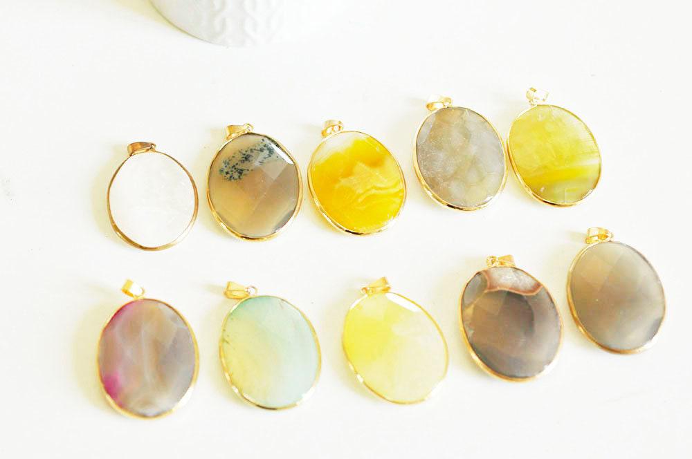 Gingerlily Pendentifs DIY G2043 pendentif agate colorée support doré