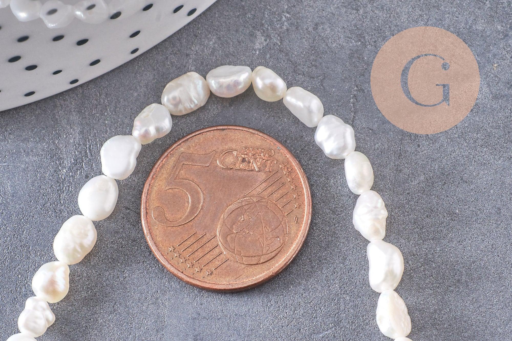 Gingerlily Perles keshi G10540 eau douce 5-6mm fil 18cm