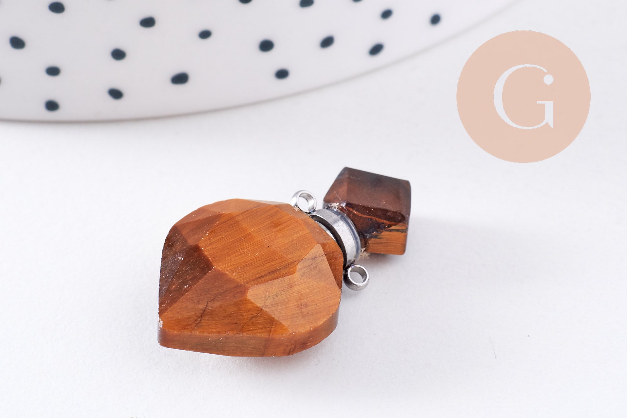 Gingerlily Pendentifs Bouteille Parfum Œil de Tigre Naturel 27mm x1