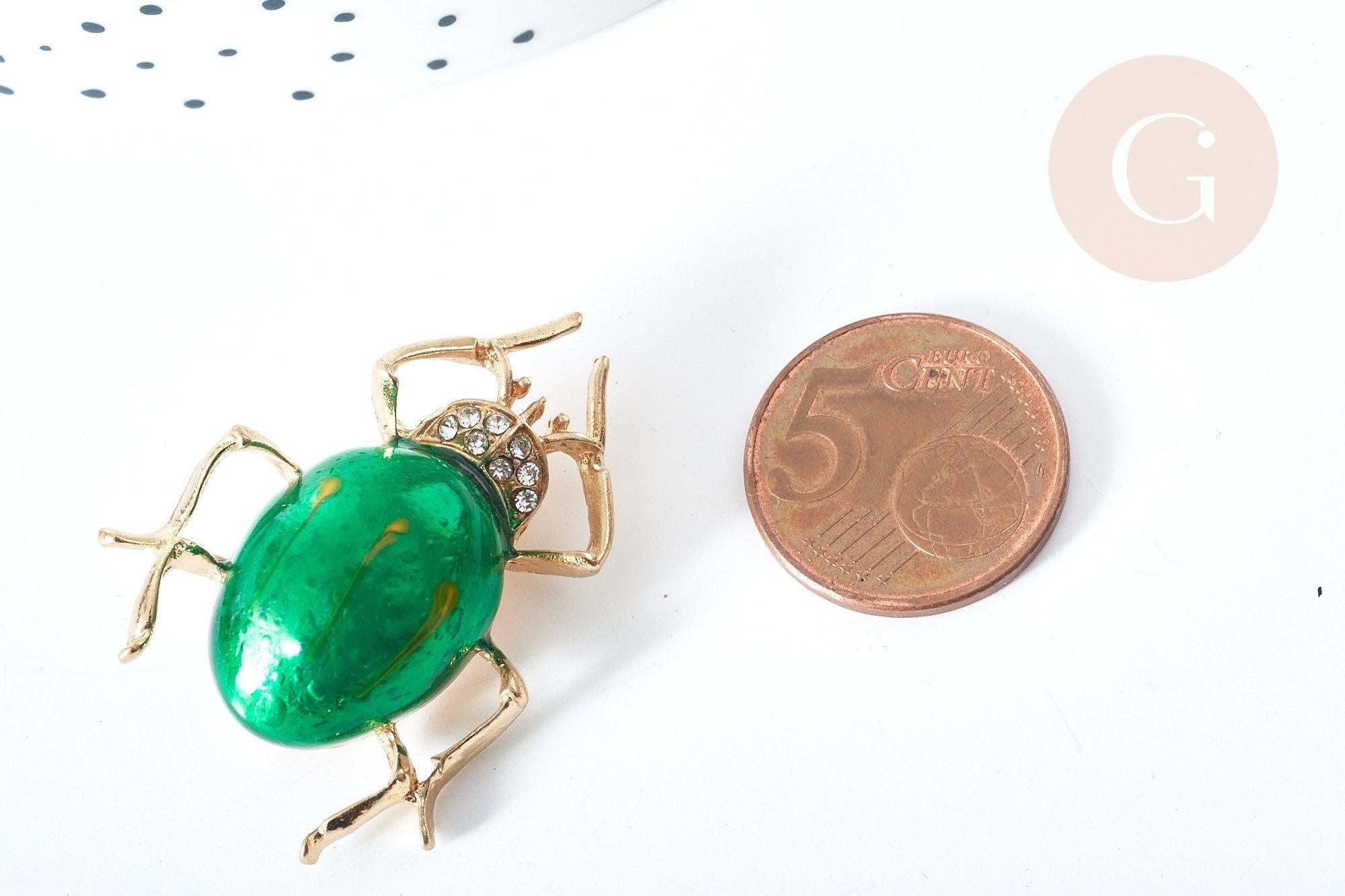 Gingerlily Broches scarabée G8066 broche émail vert 39mm
