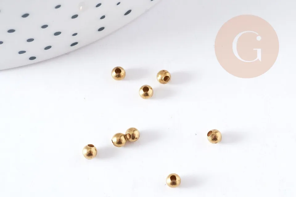 Gingerlily perles rondes laiton brut 3 mm x50 intercalaires
