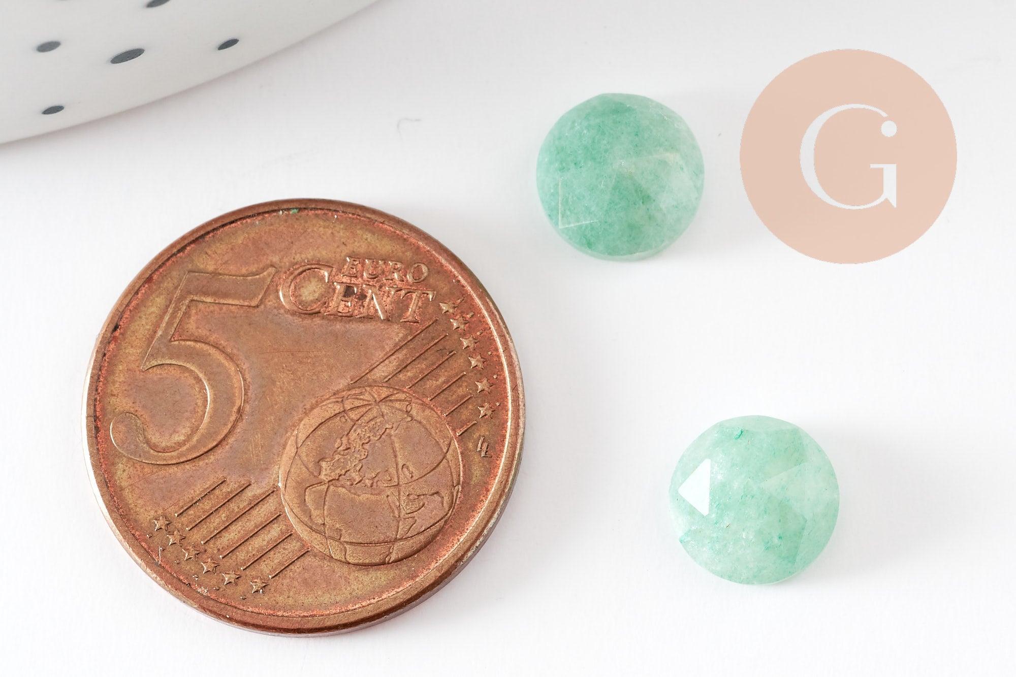 Gingerlily Cabochon rond aventurine naturelle facetté 7.5mm x1