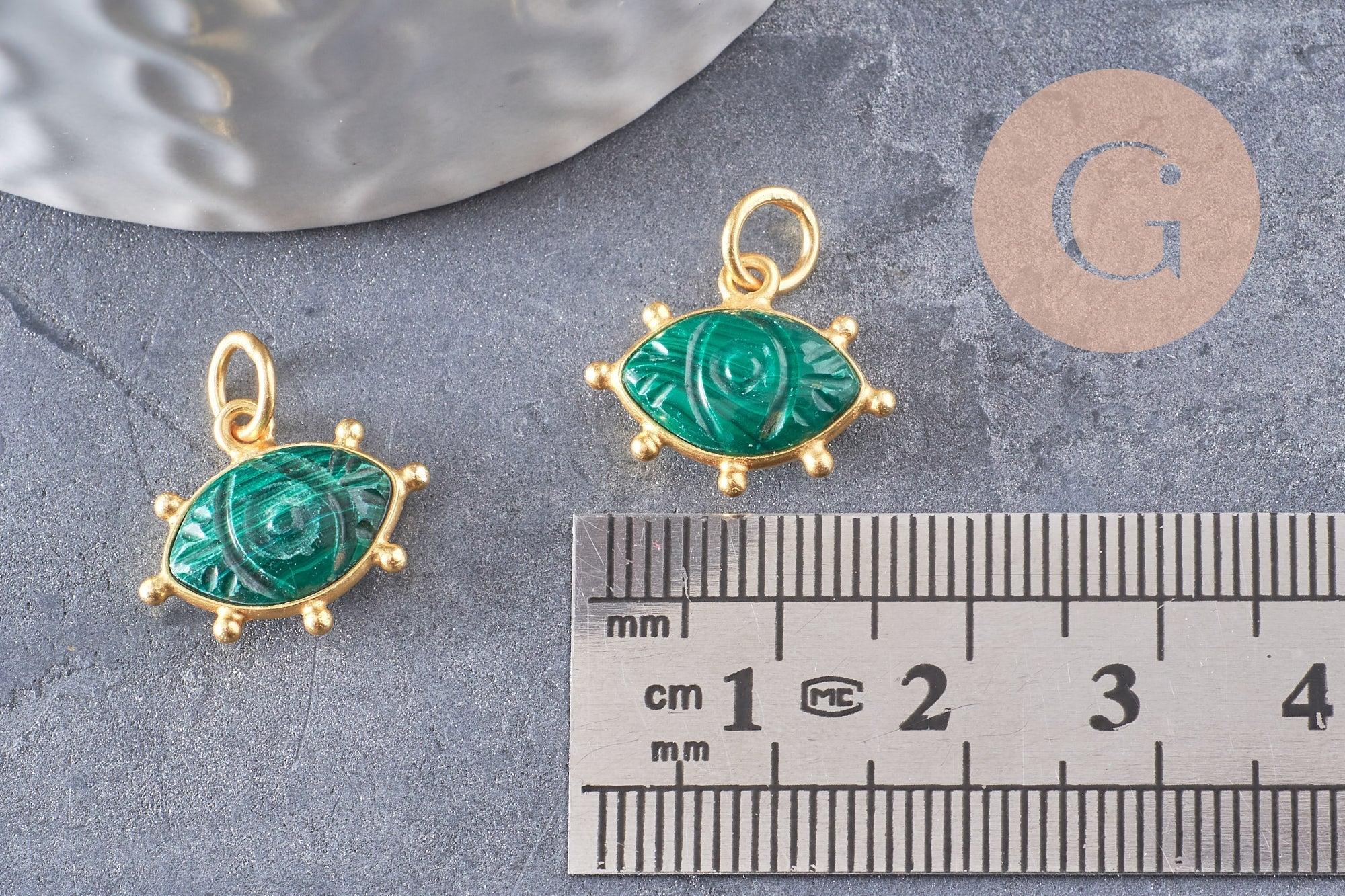Gingerlily Pendentifs Oeil G9865 pendentif malachite 15mm doré