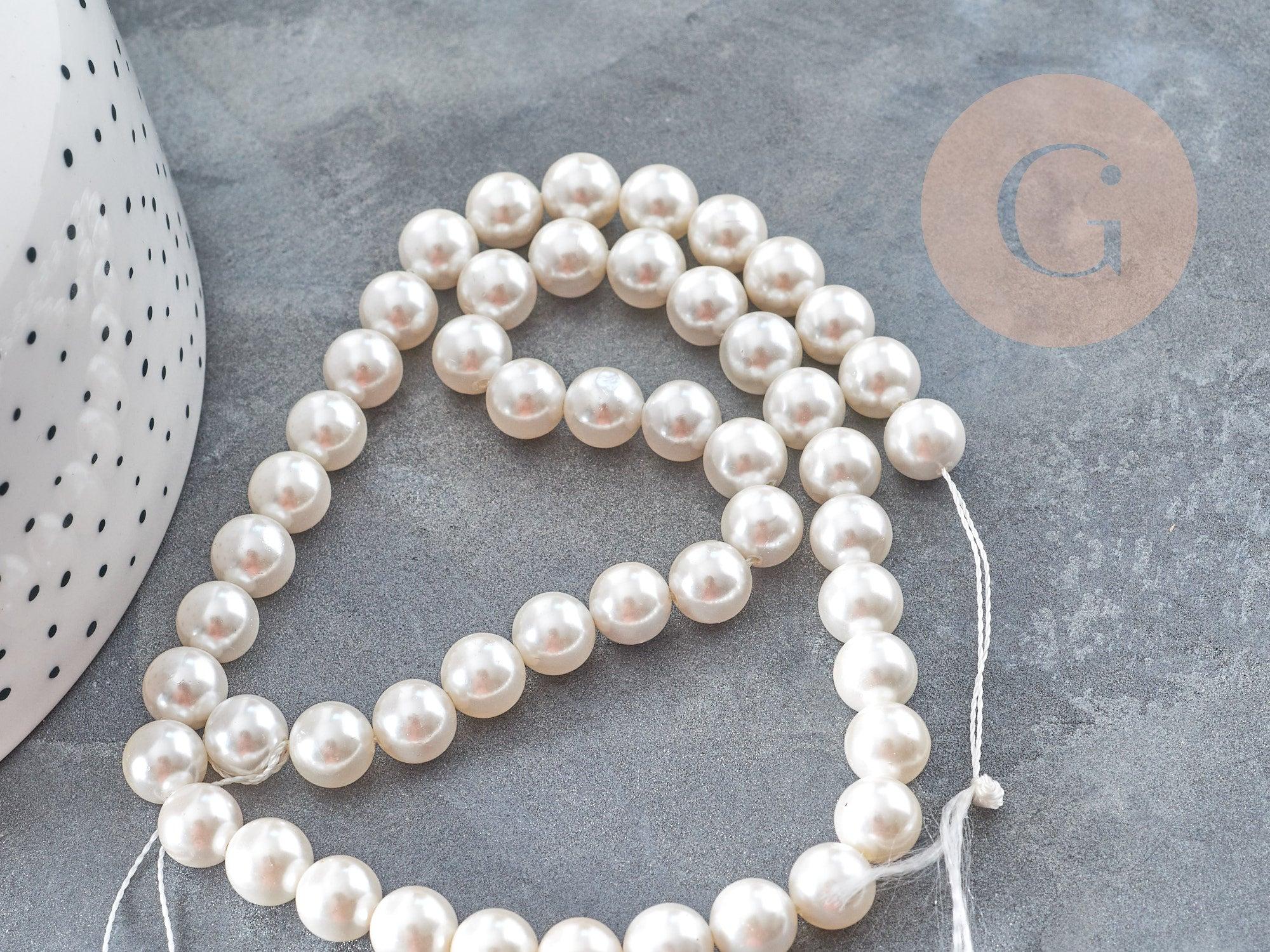 Gingerlily Perles perles rondes nacre blanche 8mm fil 40cm