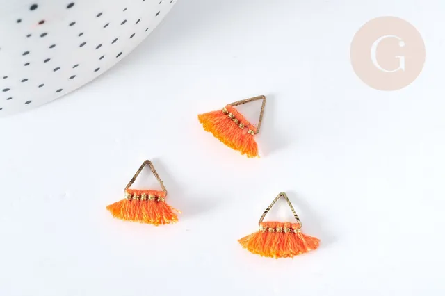 Gingerlily Breloque pompon orange polyester laiton doré 15mm x1