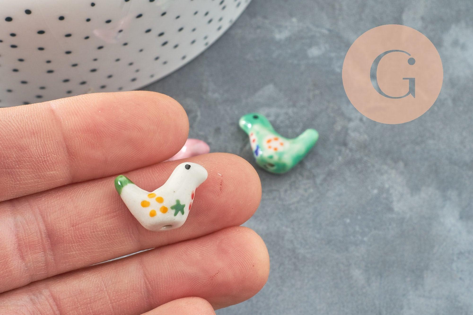 Gingerlily oiseau G9818 perle porcelaine 19mm x1