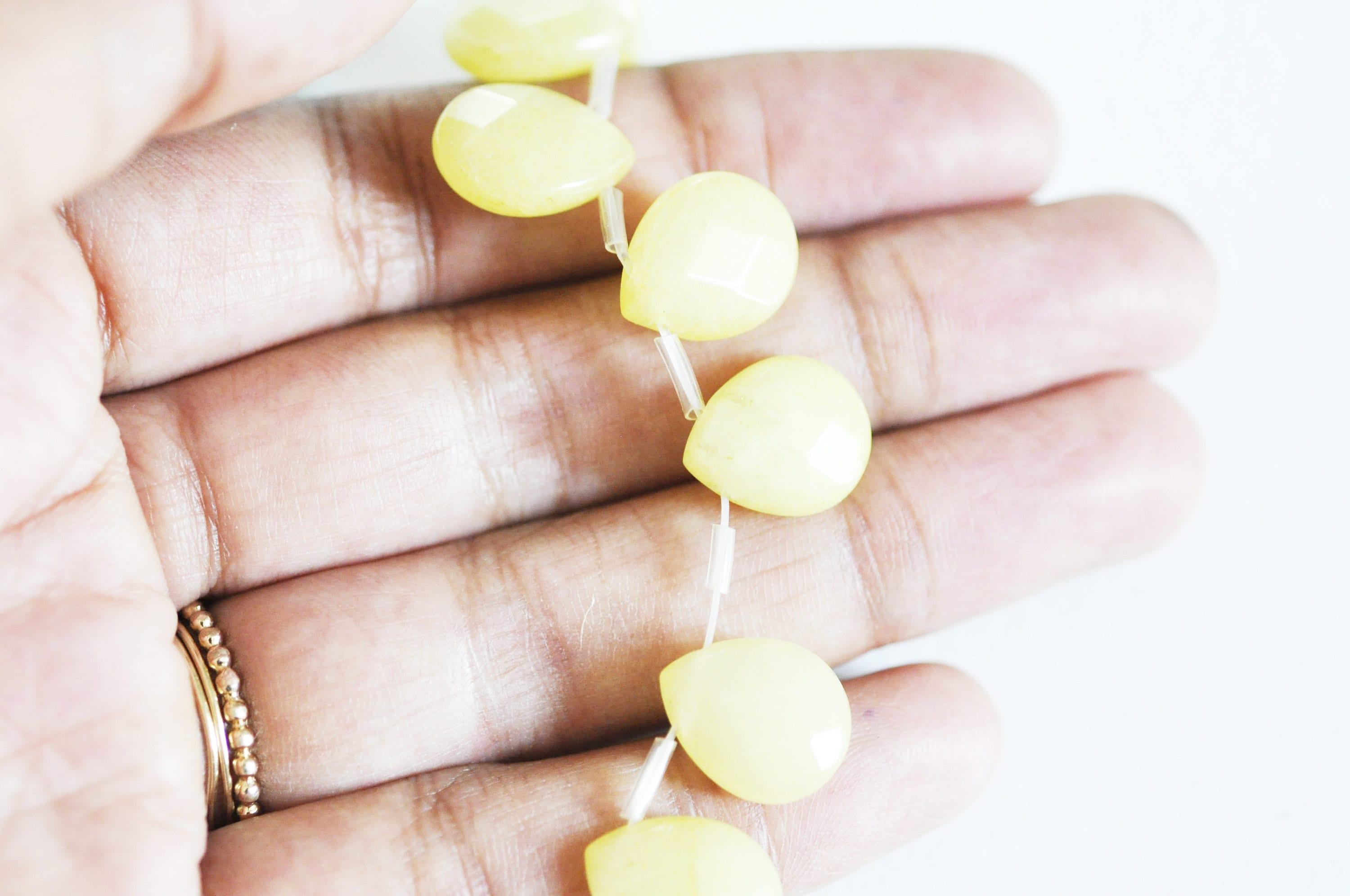 Gingerlily Perles Goutte Jade Jaune Facetté 15mm x4