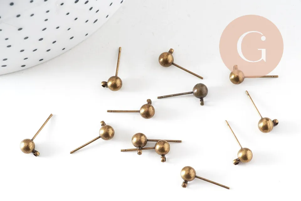 Gingerlily Clous puces boule bronze anneau 5 mm x10