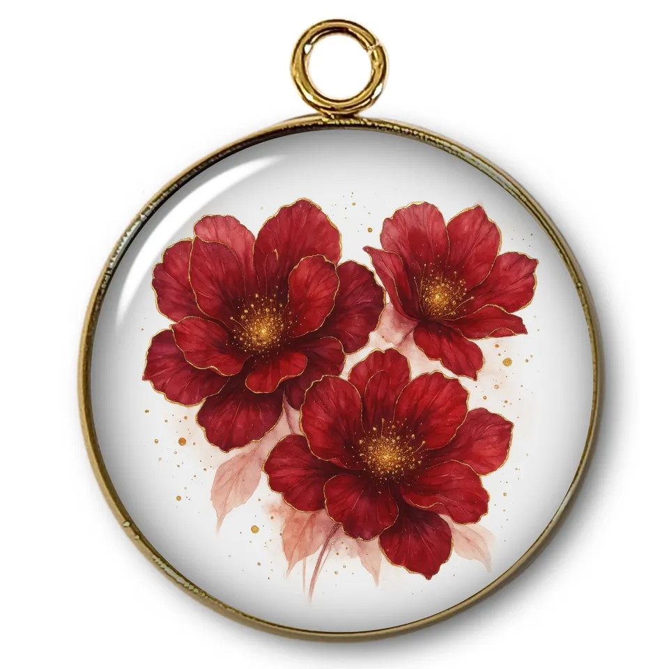 ARTSHOP Intemporel pendentif fleur plaqué or 24K x1