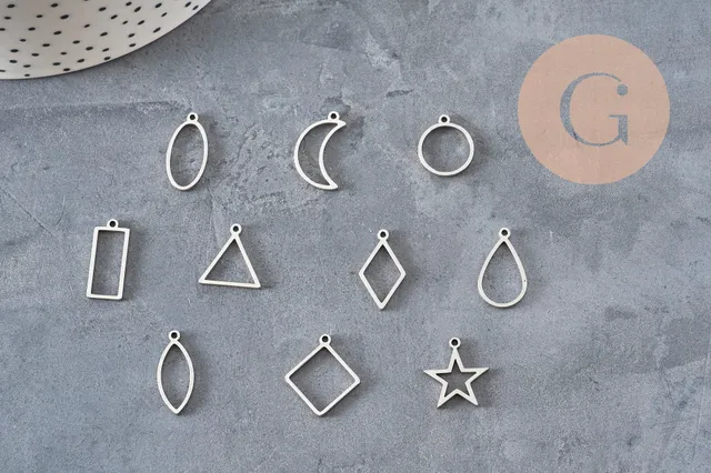 Gingerlily Perles Pendentif G11272 acier cadre ouvert platine 14-21mm