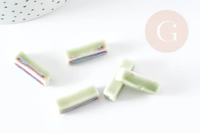 Gingerlily Perles DIY perle céramique verte 23-29mm x5 G9153