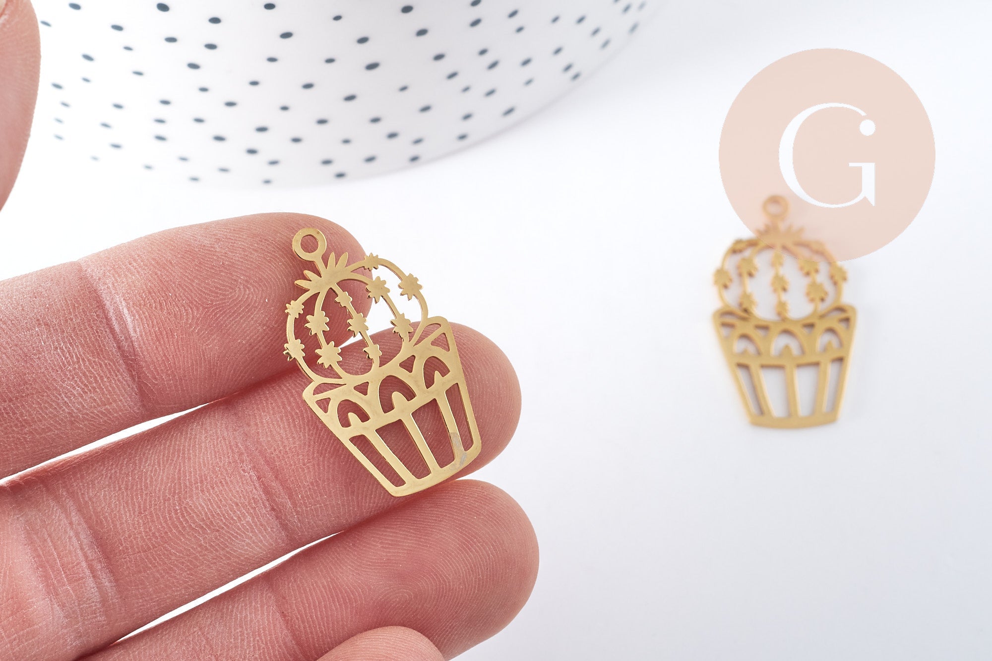 Gingerlily G5692 pendentif cactus doré 30 mm