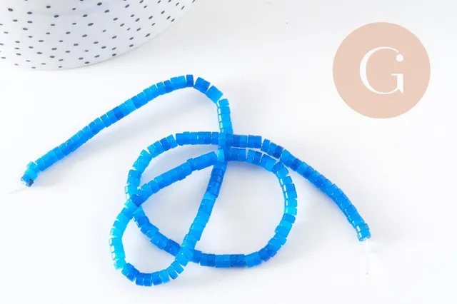 Gingerlily Perles G10755 heishi jade bleu 4x2mm fil 38cm