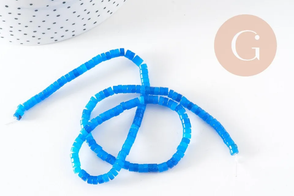 Gingerlily Perles G10755 heishi jade bleu 4x2mm fil 38cm