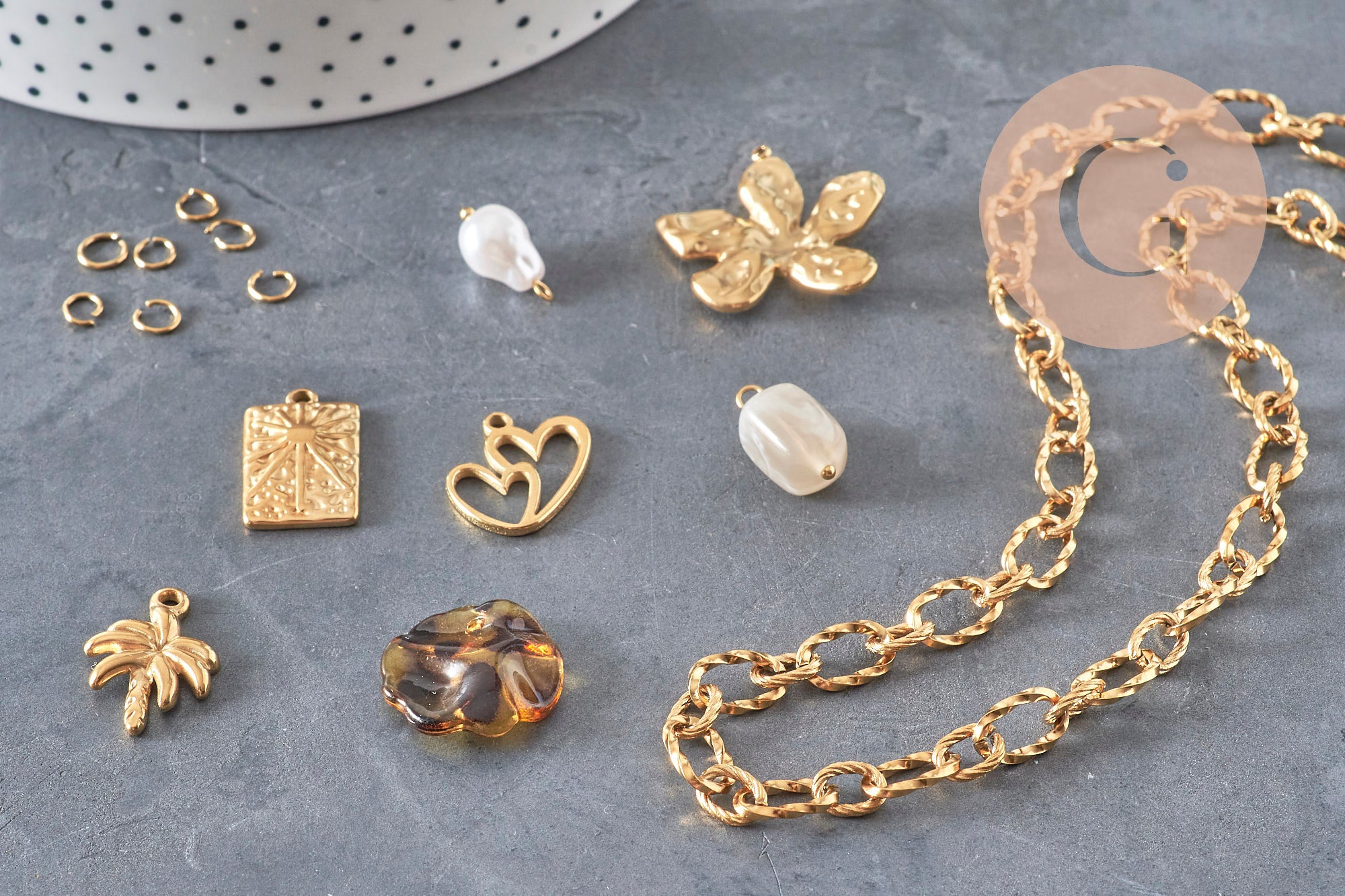Gingerlily G11290 kit collier breloques acier doré