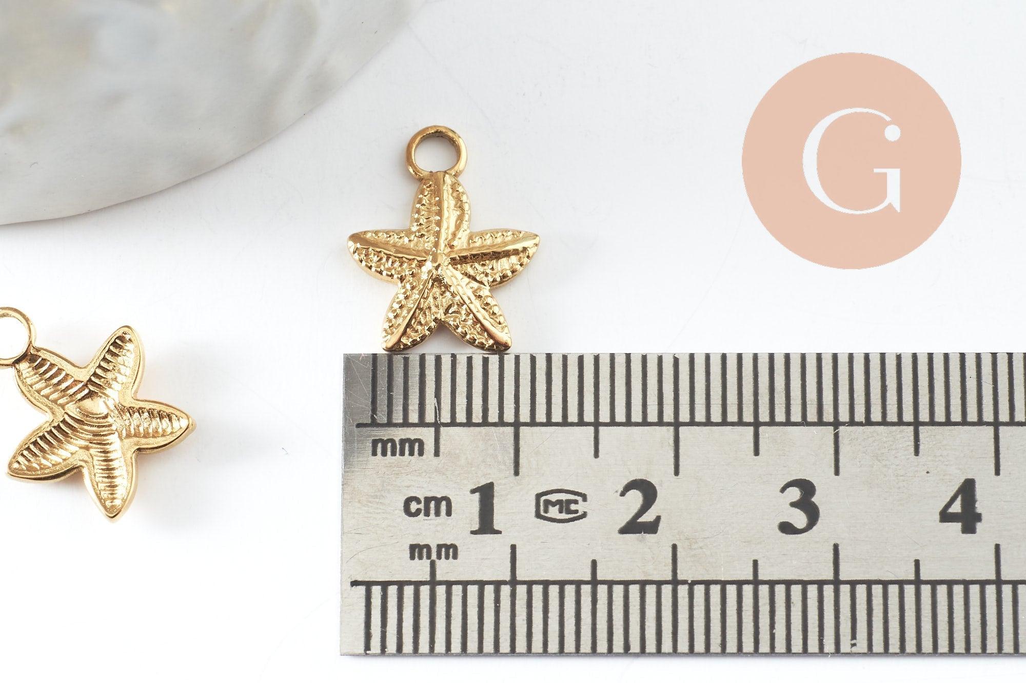 Gingerlily Pendentif étoile de mer acier doré 15.5mm x2 G9855