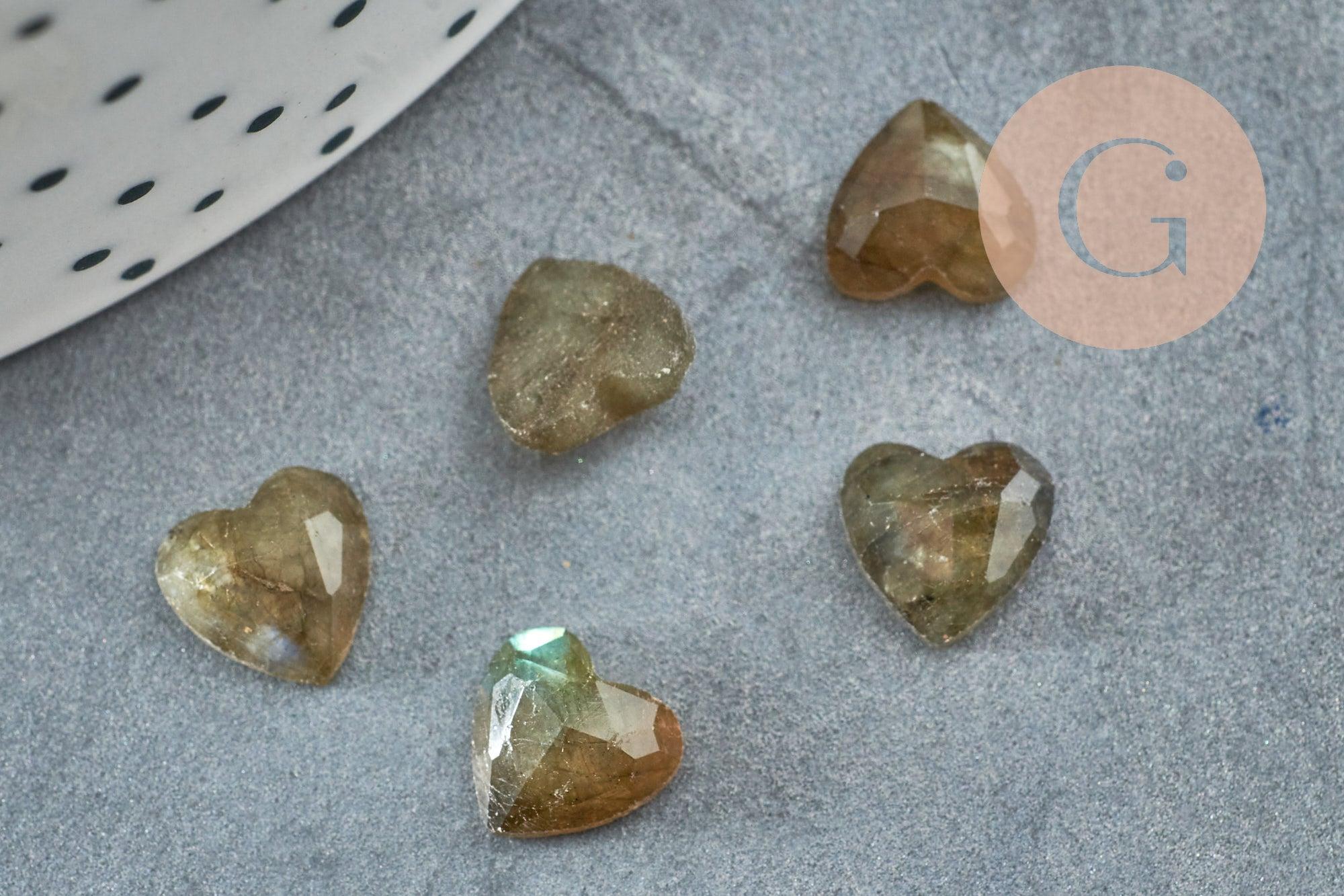 Gingerlily Cabochon cœur labradorite naturelle facettée 8mm x1