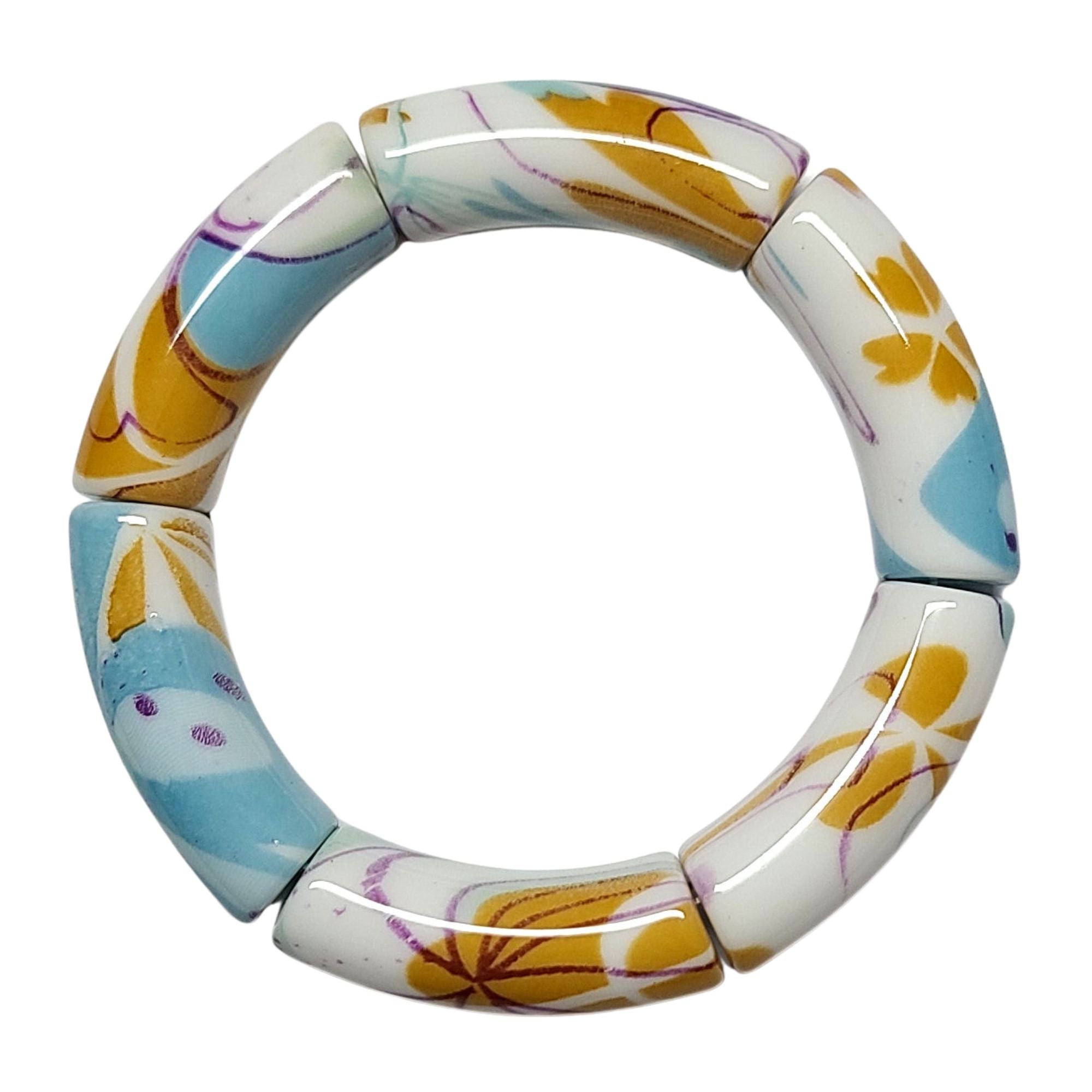 ARTSHOP Tubes DESIGN 1002 perle tube fleurs bleu 12mm x1