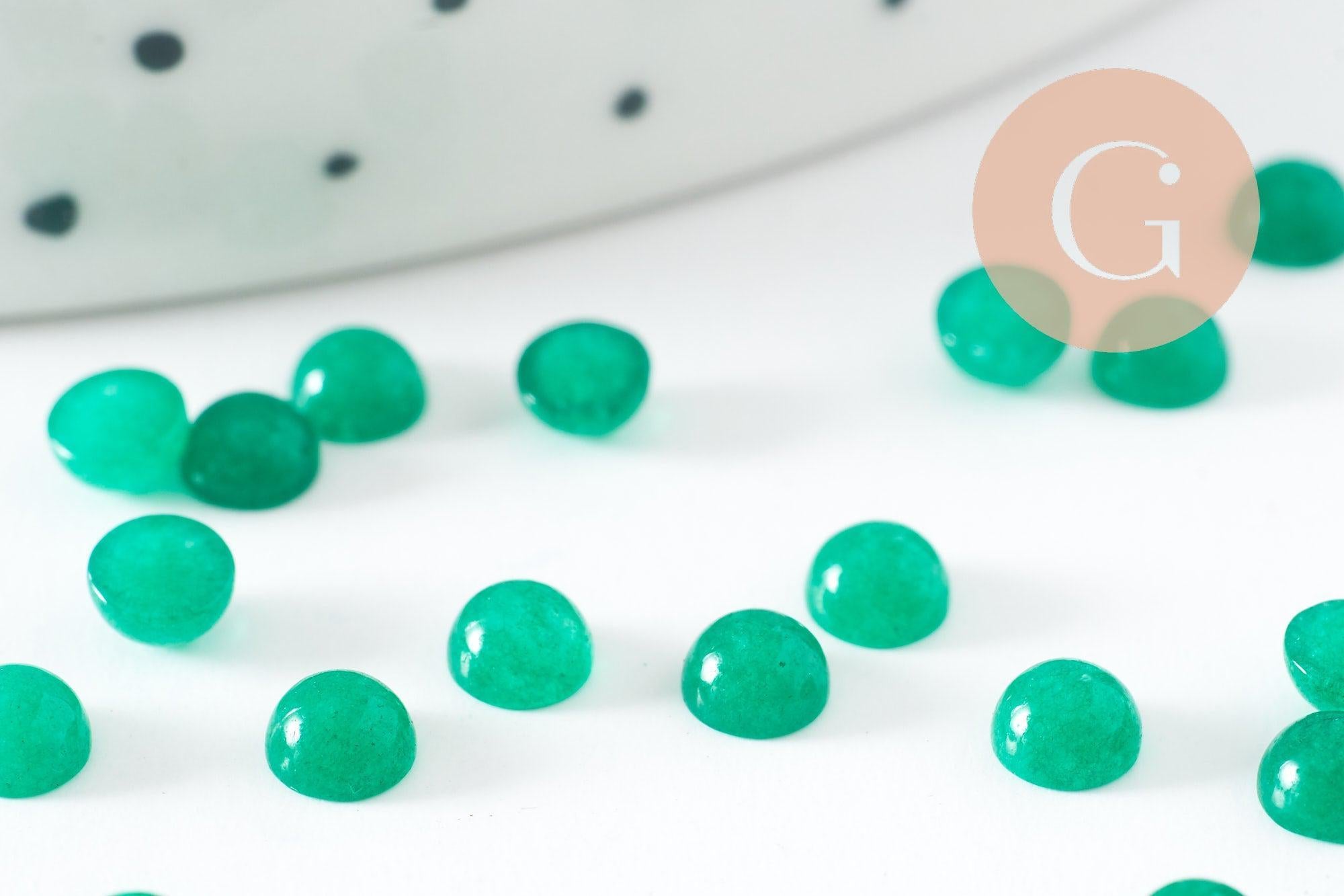 Gingerlily Cabochon rond jade vert 4mm x1 à coller